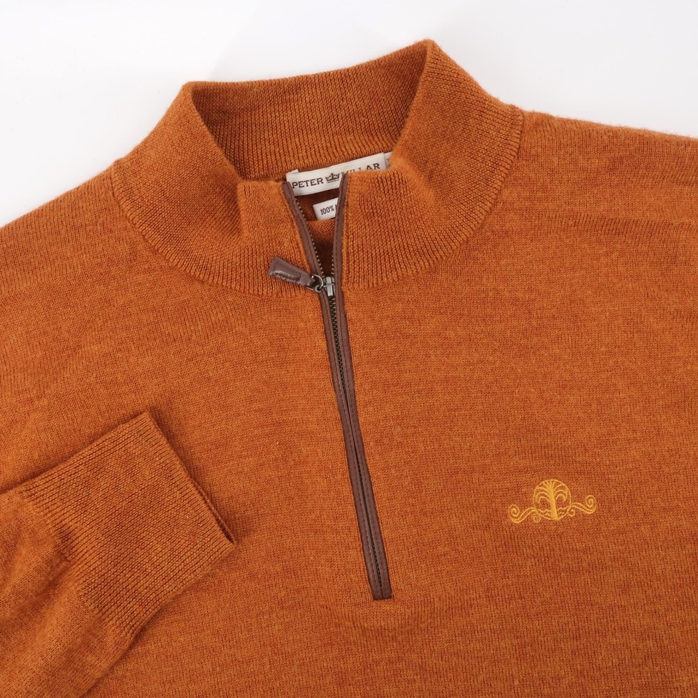 Peter Millar Merino Wool Quarter Zip Sweater Orange Long Sleeve Mens XL